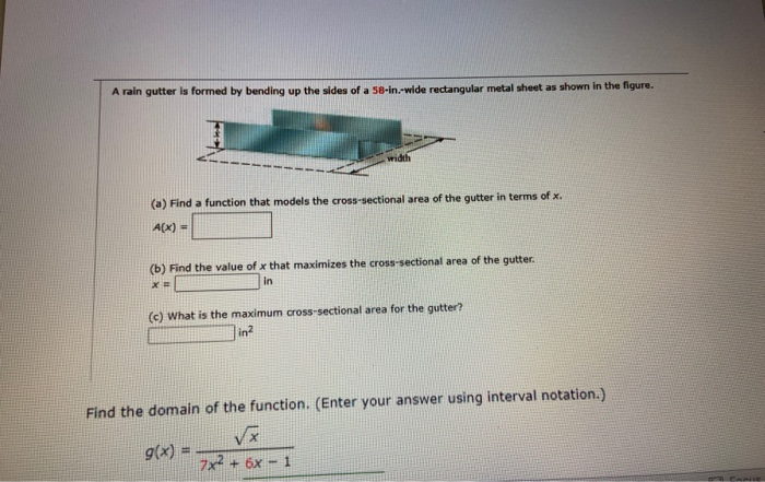 A Rain Gutter Is Formed Bending Up The Sides Of A Chegg 