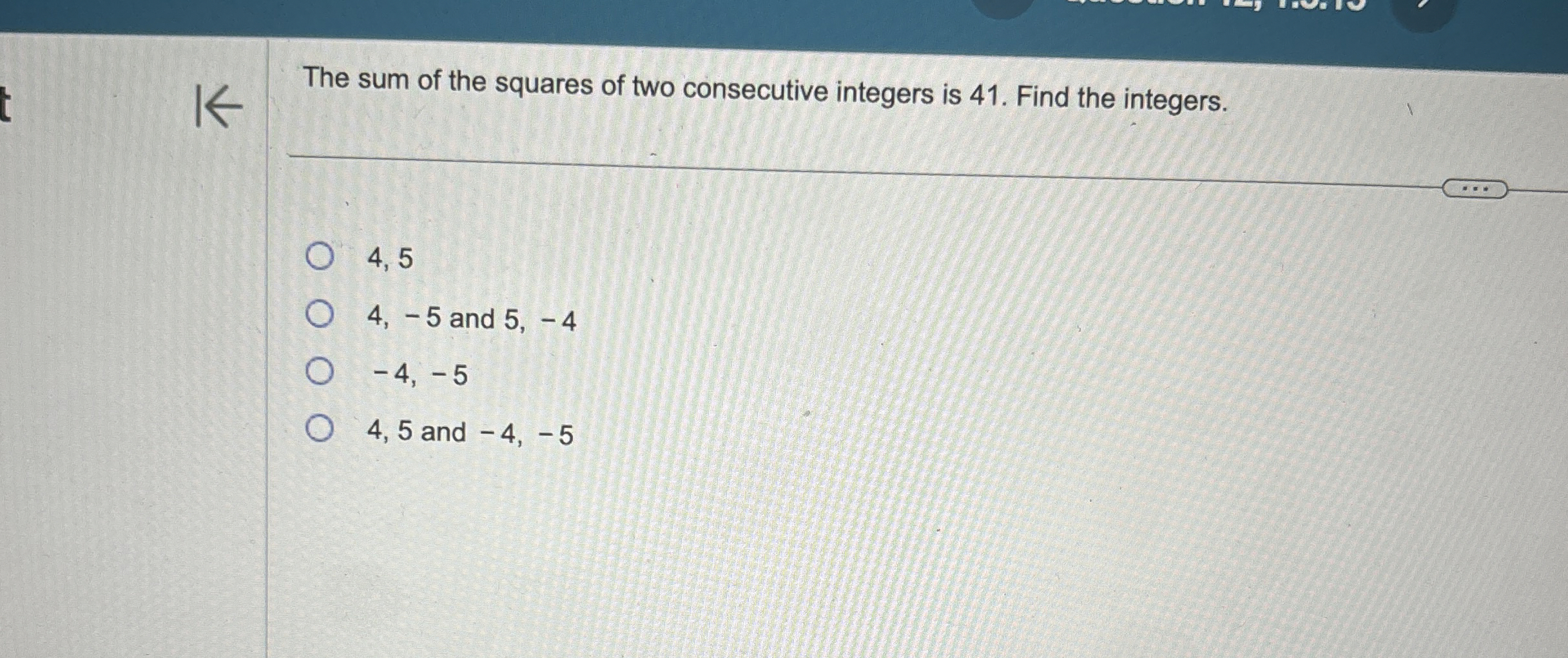 Solved The sum of the squares of two consecutive integers is | Chegg.com
