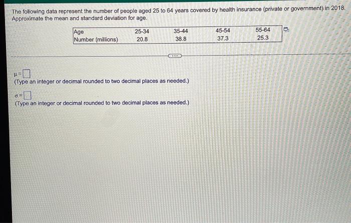 Solved The Following Data Represent The Number Of People