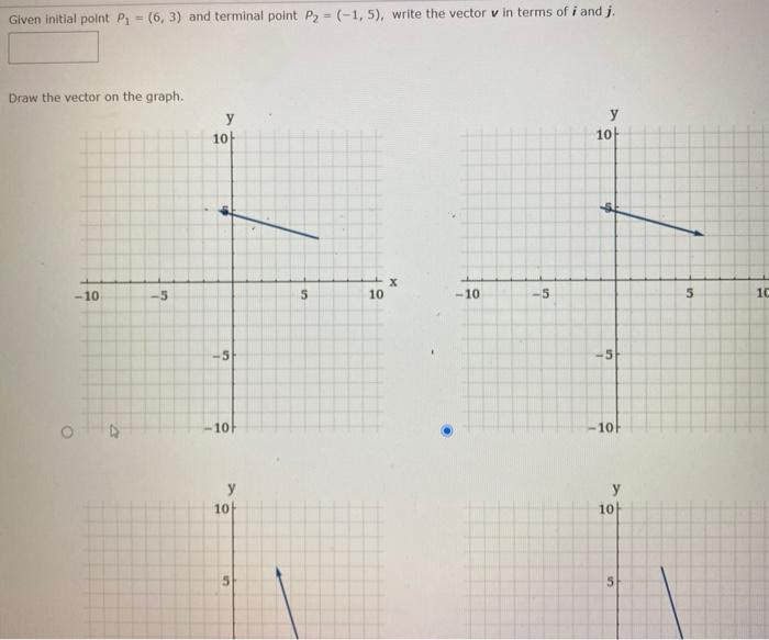 Solved Given initial point Pi (6, 3) and terminal point P2 = | Chegg.com