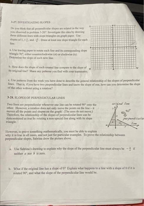 Solved 3-27. INVESTIGATING SLOPES Do you think that all | Chegg.com