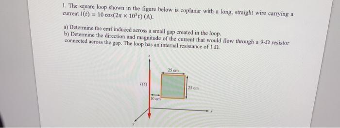 Solved 1. The square loop shown in the figure below is | Chegg.com