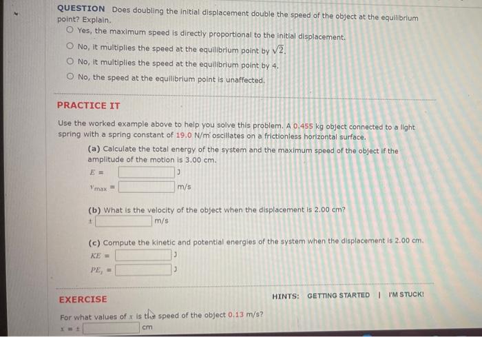 Solved EXAMPLE 13.4 The Object-Spring System Revisited GOAL | Chegg.com