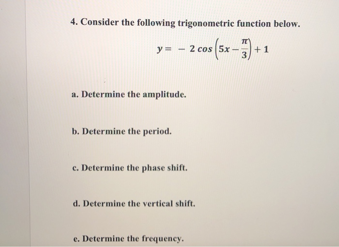 Solved 4. Consider the following trigonometric function | Chegg.com