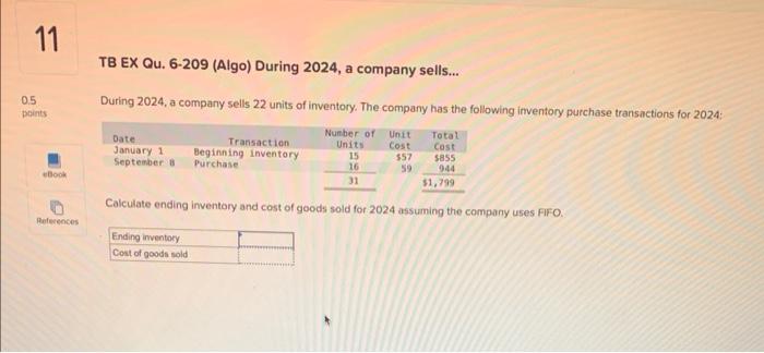 Solved TB EX Qu 6 209 Algo During 2024 A Company Chegg Com   Image