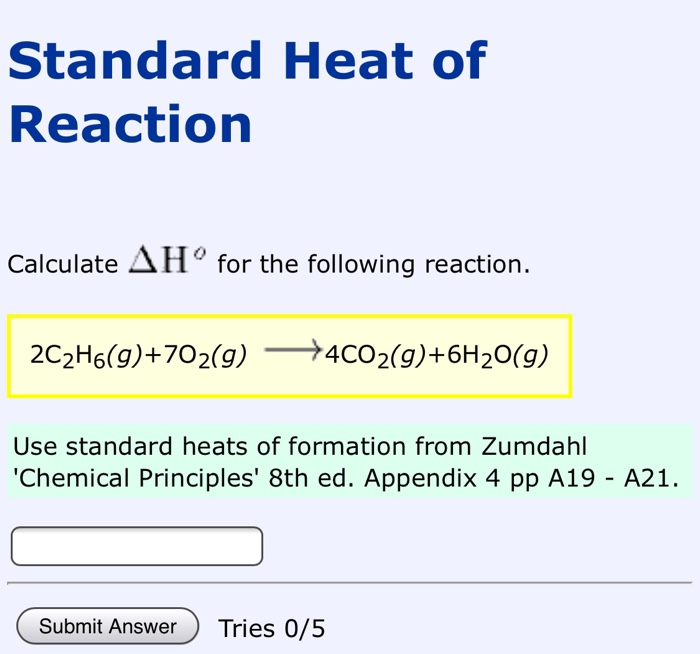 Solved Standard Heat of Reaction Calculate AH° for the