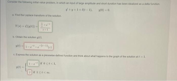 Solved Consider the following initial value problem, in | Chegg.com