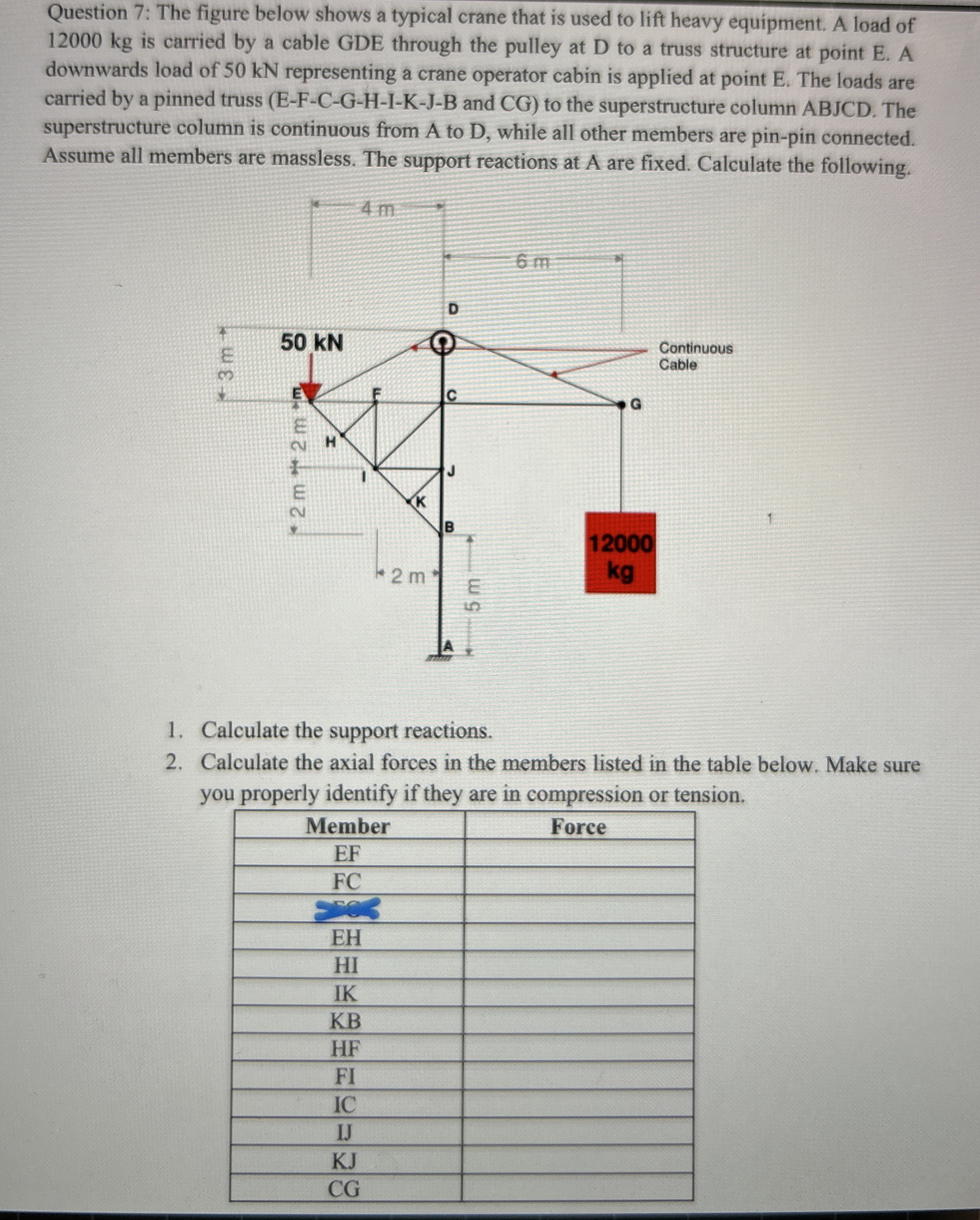 Question 7: The figure below shows a typical crane | Chegg.com