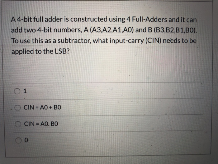 Solved A 4-bit Full Adder Is Constructed Using 4 Full-Adders | Chegg.com