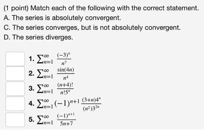 Solved N=1 (1 Point) (a) Carefully Determine The Convergence | Chegg.com