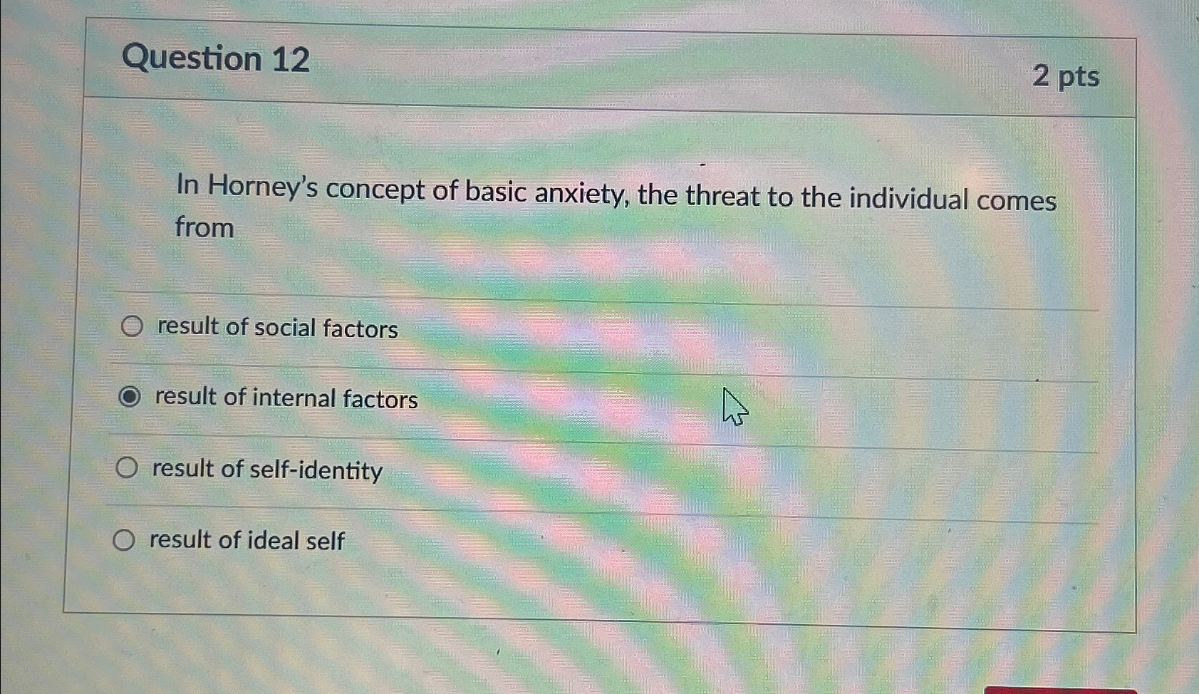 Solved Question 122 ﻿ptsIn Horney's Concept Of Basic | Chegg.com