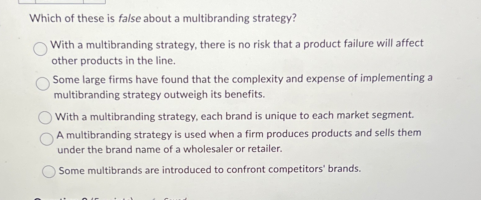 Solved Which of these is false about a multibranding