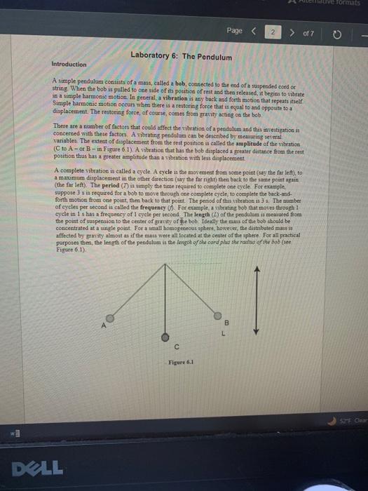 Introduction
A simple pendulum consists of a riass, called a bob, connected to the end of a ruspended cord or string. When th