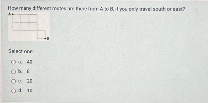 Solved 1) How many different routes are there from A to B, | Chegg.com