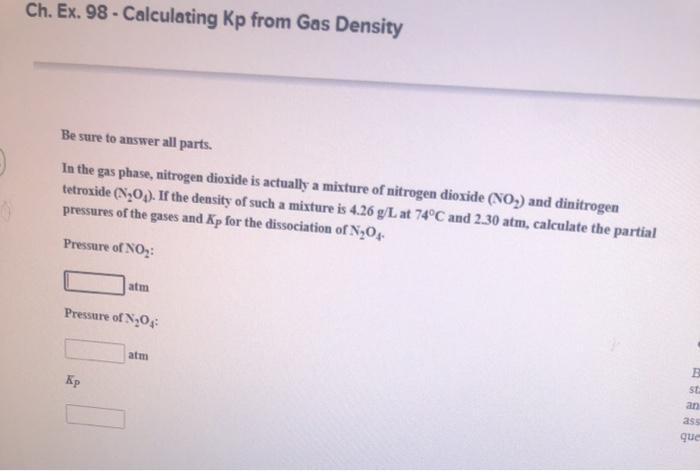 Solved Ch. Ex. 98 - Calculating Rp from Gas Density Be sure | Chegg.com