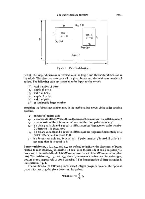Solved The pallet packing problem 1965 P. box is) box (*=0)