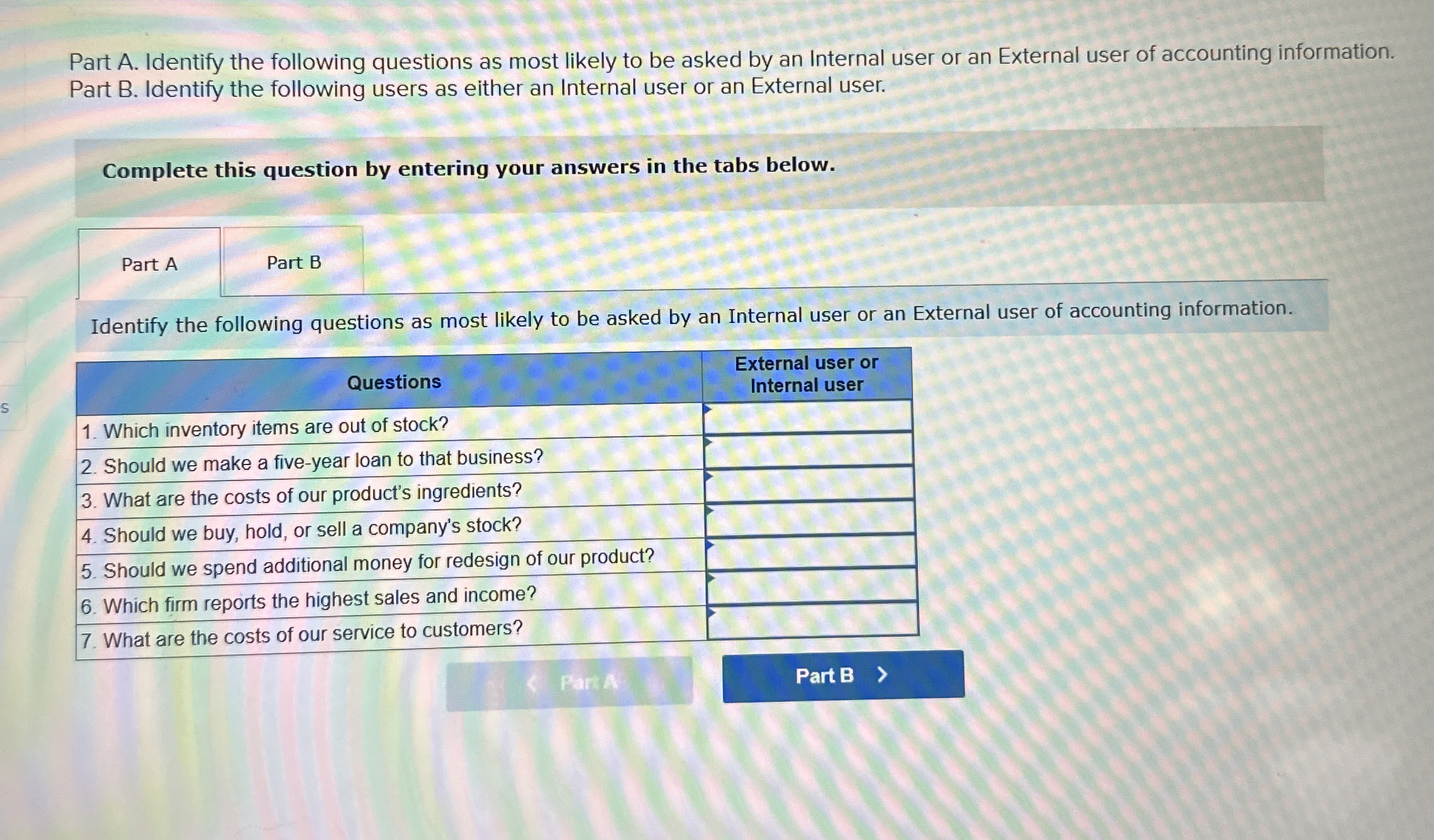 Solved Part A. ﻿Identify the following questions as most | Chegg.com