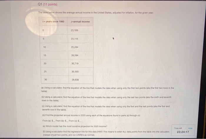 Solved Q1 (11 points) The table below shows the average | Chegg.com