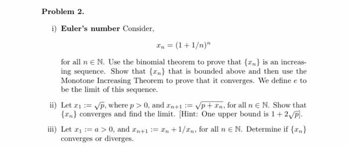 Solved Problem 2. I) Euler's Number Consider, In = (1+1/n) | Chegg.com