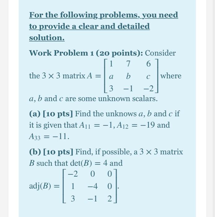Solved For the following problems, you need to provide a | Chegg.com