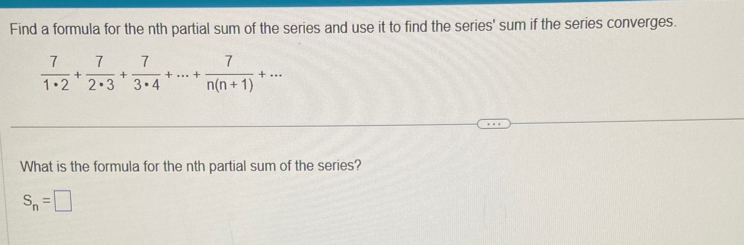 Solved Find a formula for the nth partial sum of the series | Chegg.com