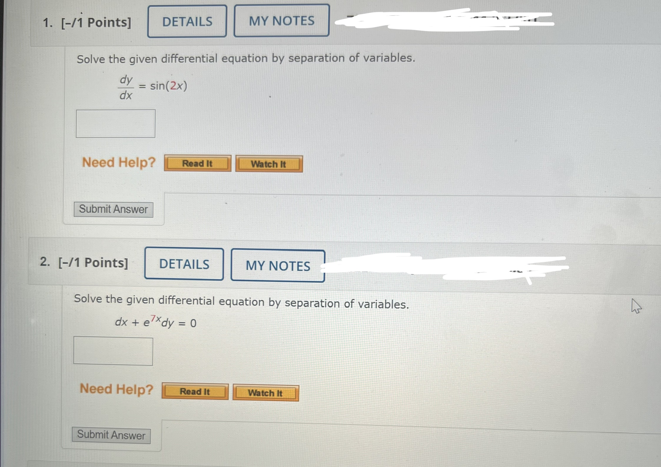 Solved [-/1 ﻿Points]Solve the given differential equation by | Chegg.com