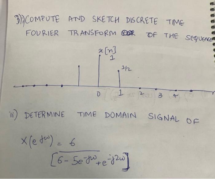 Solved 3)COMPUTE AND SKETCH DISCRETE TIME FOURIER TRANSFORM | Chegg.com
