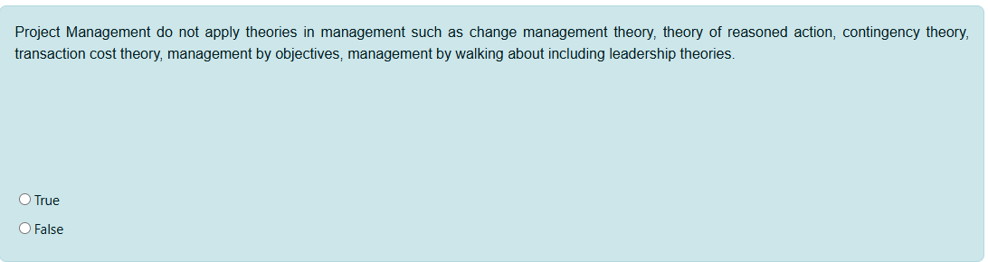 Solved Project Management do not apply theories in | Chegg.com