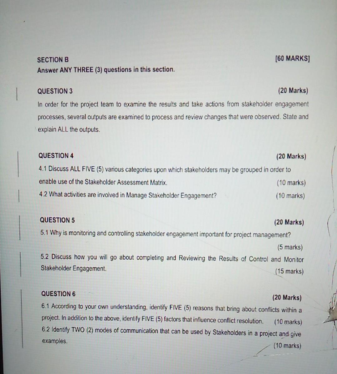 Solved QUESTION 3 (20 Marks) In order for the project team | Chegg.com