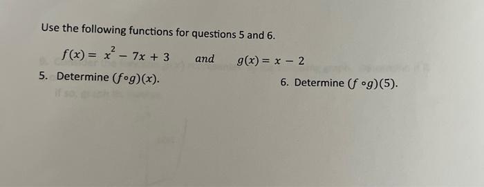 Solved Use the following functions for questions 5 and 6 . | Chegg.com