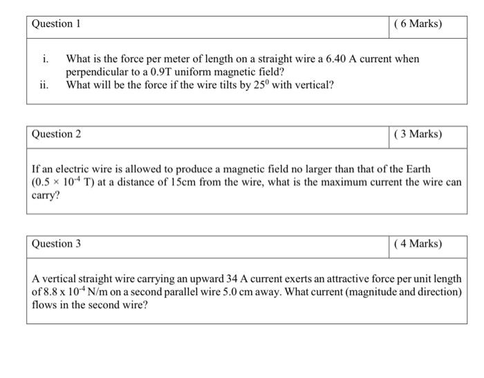 Solved i. What is the force per meter of length on a
