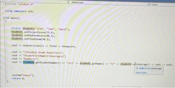 Solved student.h is the header file. Student.ccp is the | Chegg.com