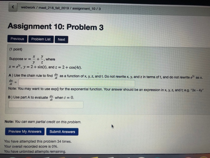 Solved Assignment 10 Problem 1 Previous Problem List Nex Chegg Com