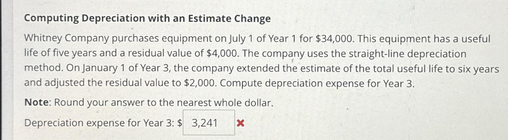Solved Computing Depreciation with an Estimate ChangeWhitney | Chegg.com