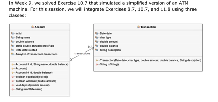 Solved Java Language1 The Transaction Class As Defined In Chegg Com