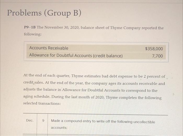 Solved Problems (Group B) P9-10 The November 30, 2020, | Chegg.com