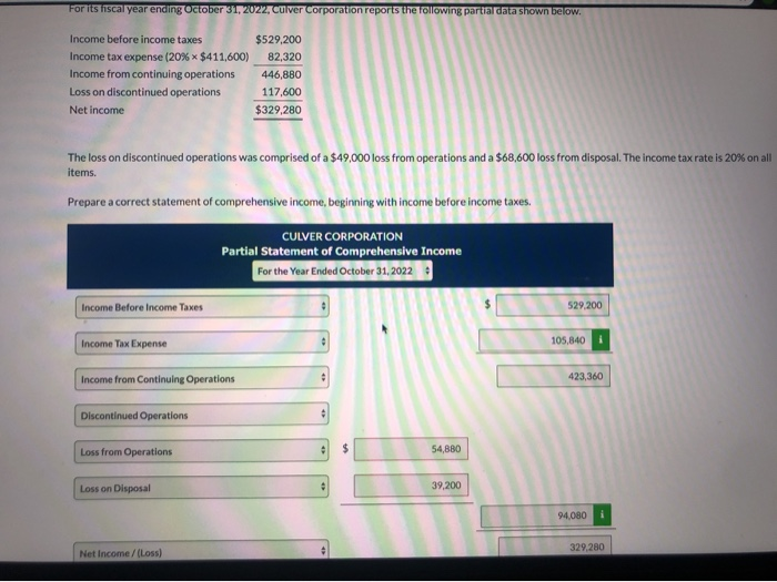 Which Statement About The Operation Of A Corporation Is Correct Solved For its fiscal year ending October 31,20222, culver | Chegg.com