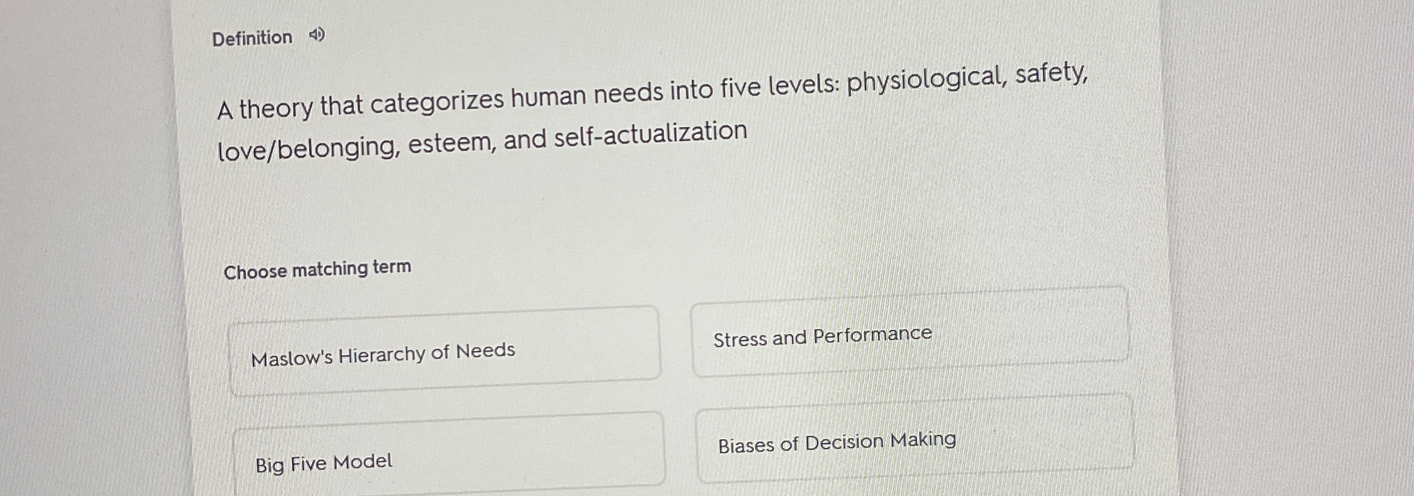 Solved DefinitionA theory that categorizes human needs into | Chegg.com