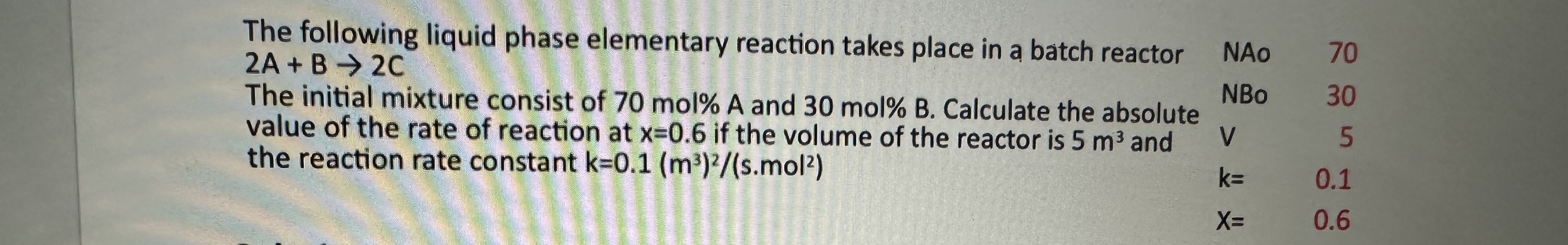 Solved The following liquid phase elementary reaction takes | Chegg.com
