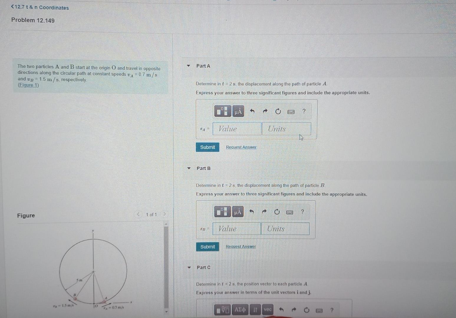 Solved The Two Particles A And B Start At The Origin O And | Chegg.com