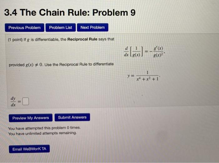 Solved 3.4 The Chain Rule: Problem 5 Previous Problem | Chegg.com