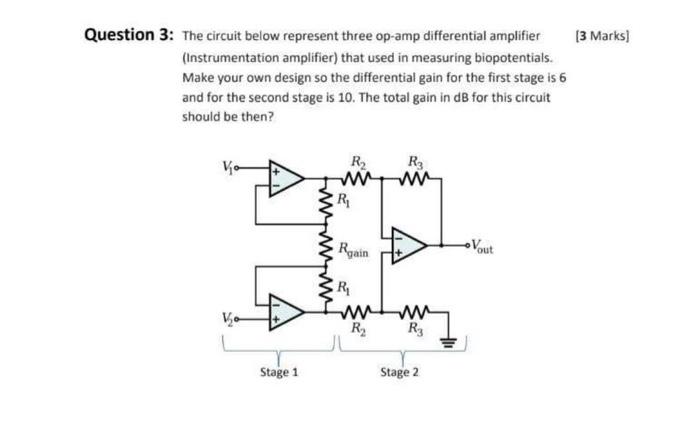 Solved (3 Marks) Question 3: The circuit below represent | Chegg.com