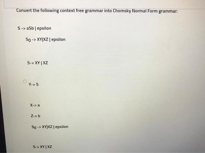Solved Convert the following context free grammar into | Chegg.com