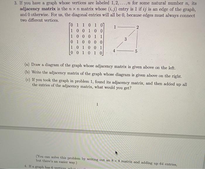 Solved 3. If you have a graph whose vertices are labeled | Chegg.com