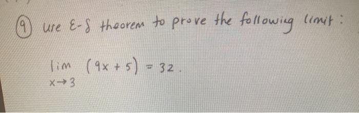 Solved limit ure &-8 theorem to prove the following lim | Chegg.com