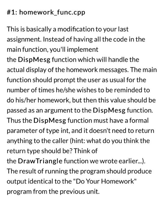 Solved \#1: homework_func.cpp This is basically a | Chegg.com