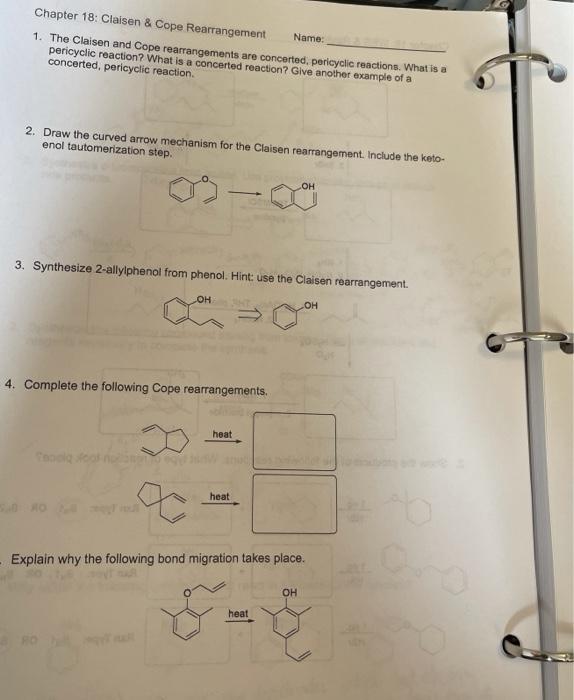 Solved Chapter 18: Claisen & Cope Rearrangement Name: 1. The | Chegg.com