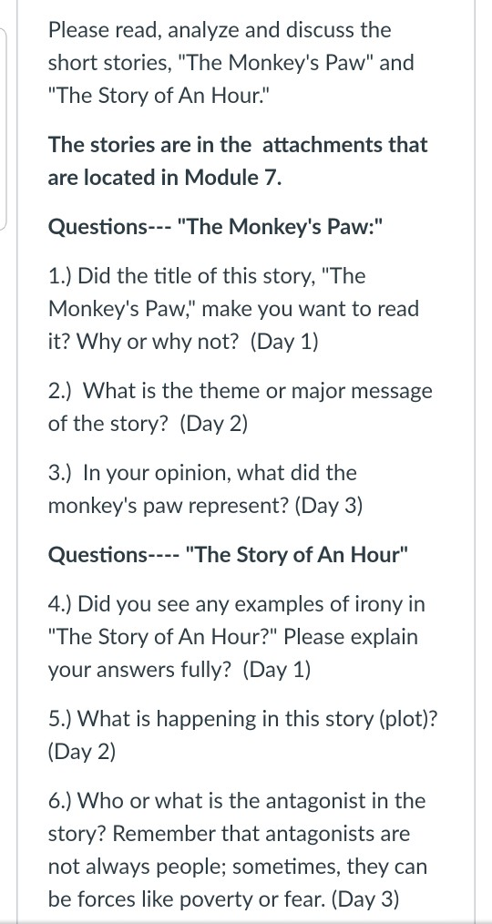 the monkeys paw answers