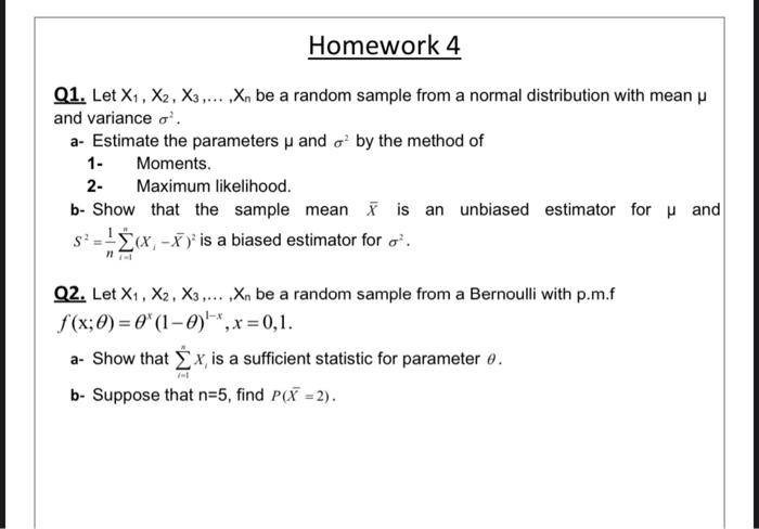 Solved Q1. Let X1,X2,X3,…,Xn Be A Random Sample From A | Chegg.com