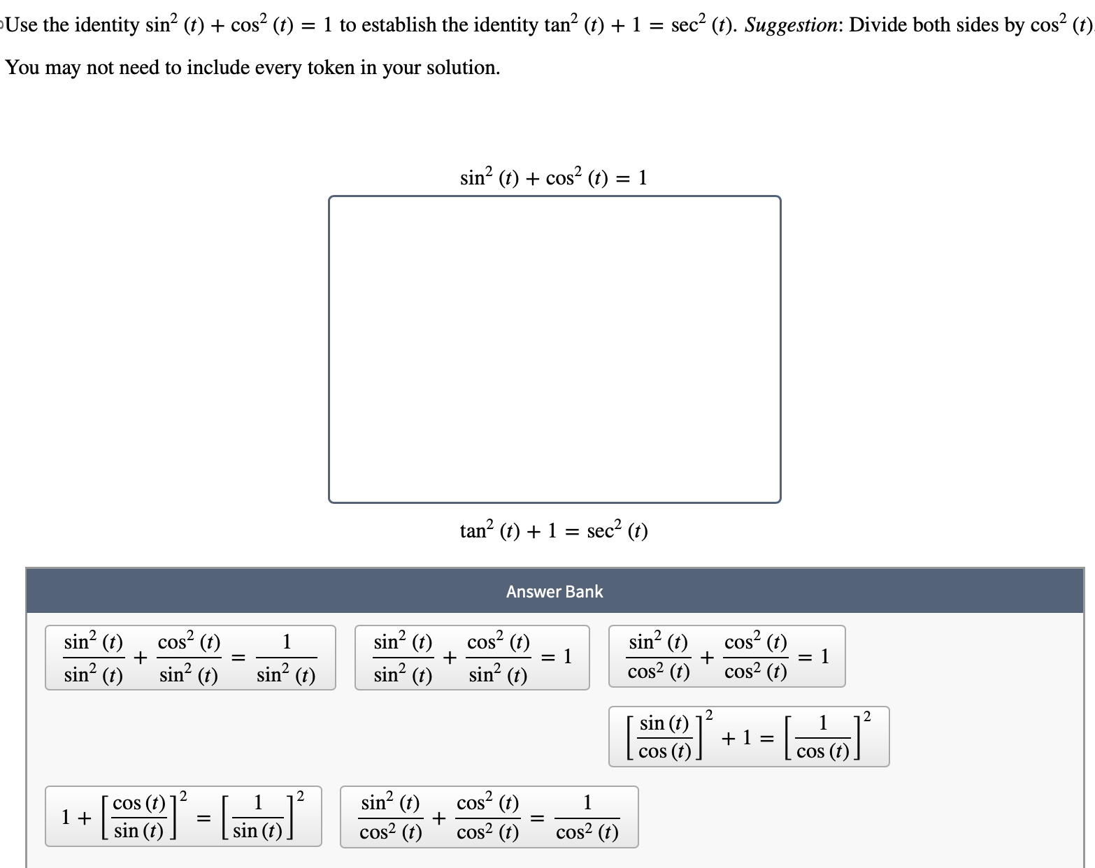 Solved use the identity sin2 t cos2 t 1 to establish the chegg